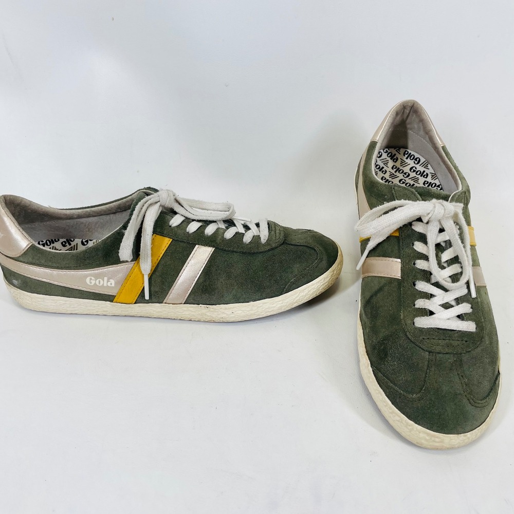 Gola Specialist Green Suede Rose Gold Yellow Sneakers Mens 10 CLA145-SPECIALIST